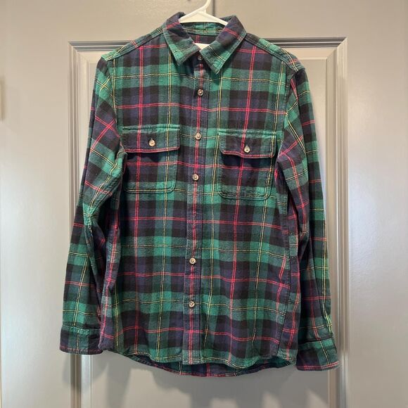 Other - Green plaid flannel with front pockets Size S